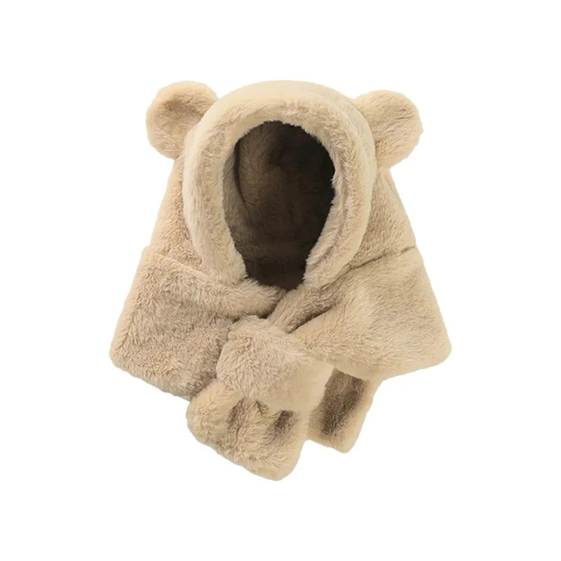 2 in 1 Baby Bear Warm Hat Scarf-Gailik