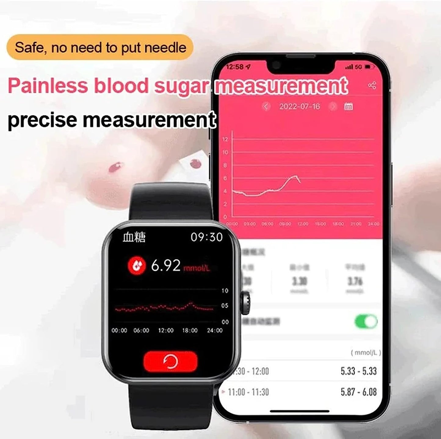 Blood Glucose Monitoring Smartwatch | Smart Watch for Non-Invasive Blood Glucose Testing-Gailik