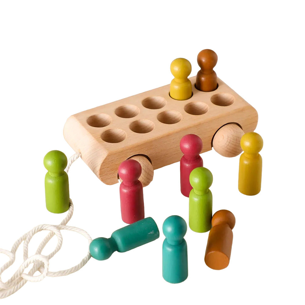 Montessori Wooden Beech Trolley Toy for Baby-Gailik