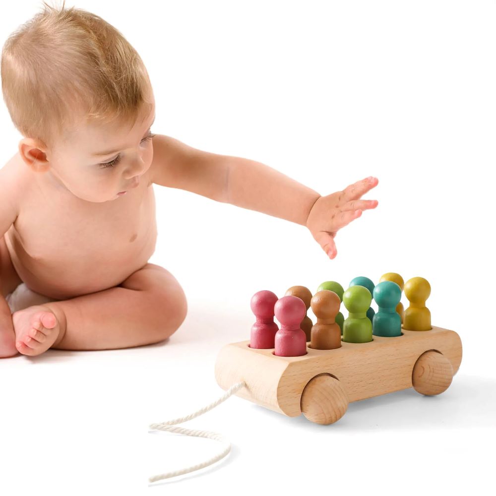 Montessori Wooden Beech Trolley Toy for Baby-Gailik