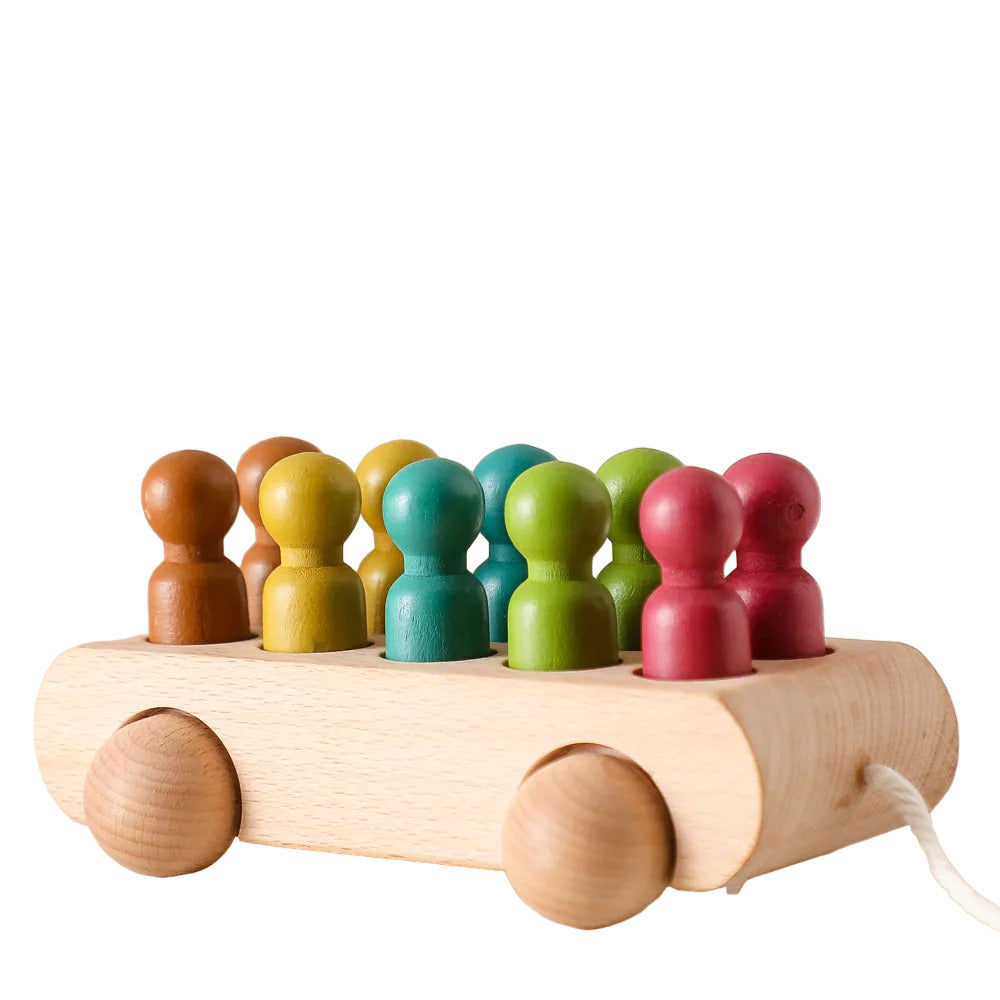 Montessori Wooden Beech Trolley Toy for Baby-Gailik