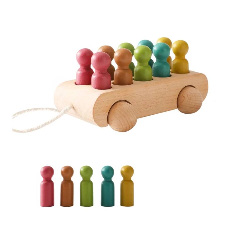 Montessori Wooden Beech Trolley Toy for Baby-Gailik