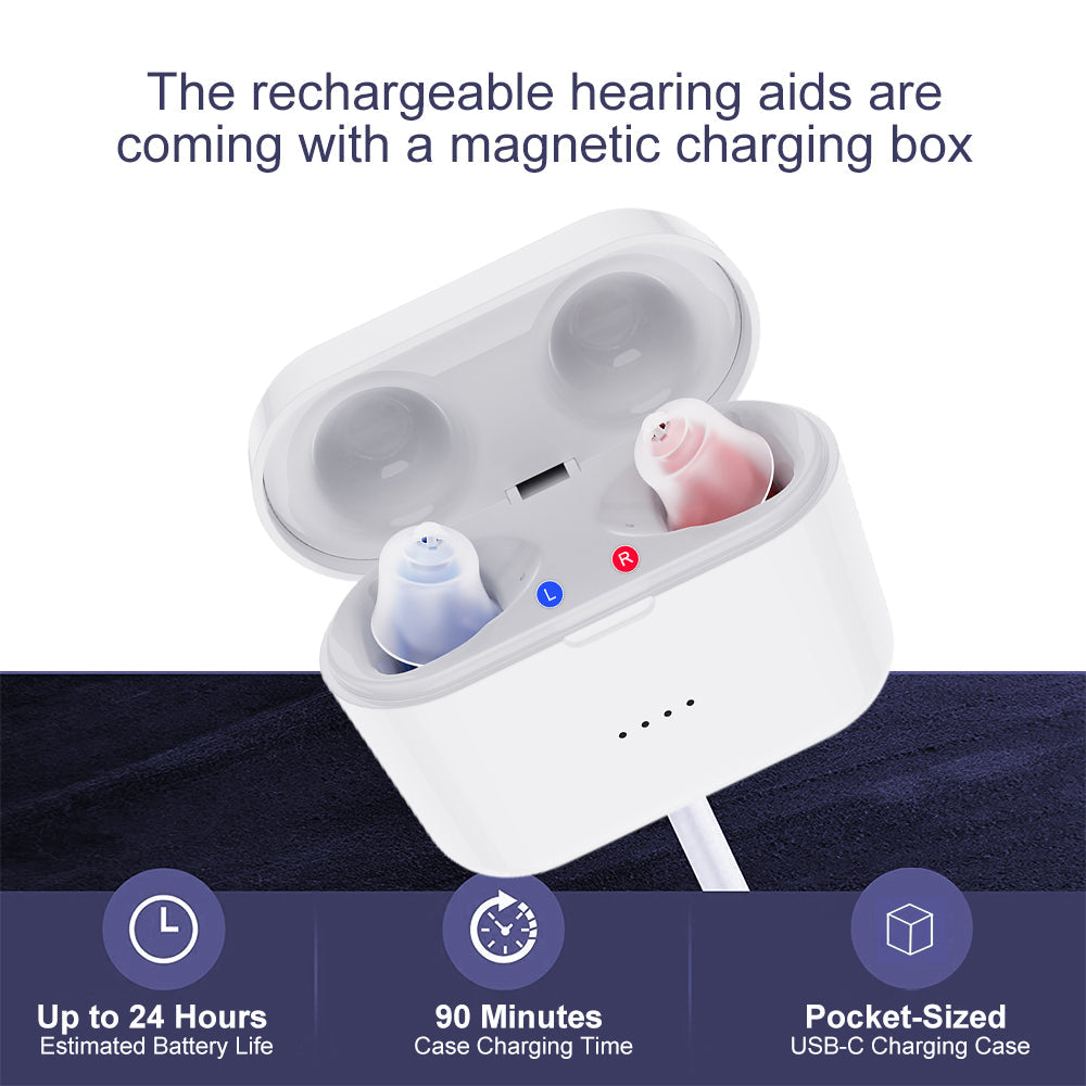 Rechargeable & Invisible Hearing Aid SR02 , Upgraded Version Stronger Suction Power-Gailik