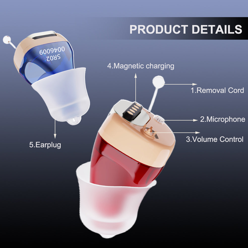 Rechargeable & Invisible Hearing Aid SR02 , Upgraded Version Stronger Suction Power-Gailik