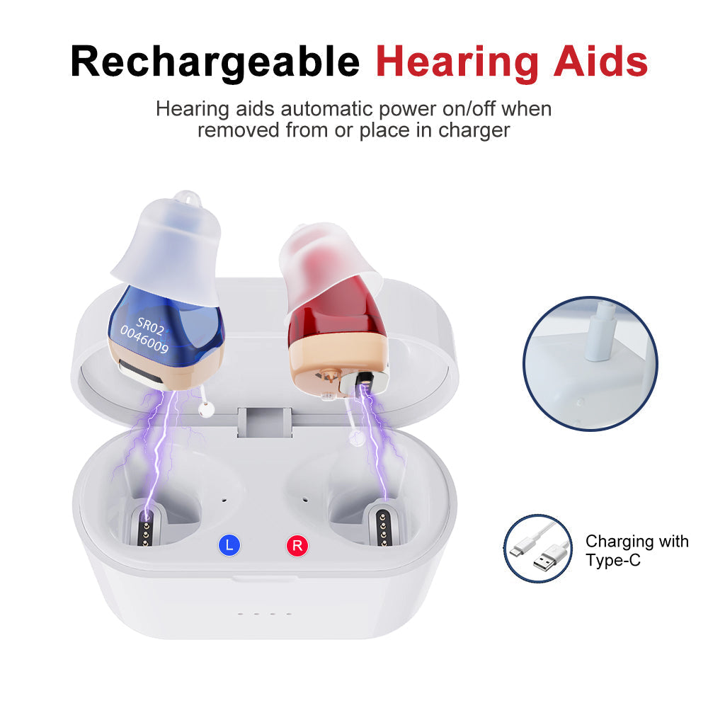 Rechargeable & Invisible Hearing Aid SR02 , Upgraded Version Stronger Suction Power-Gailik