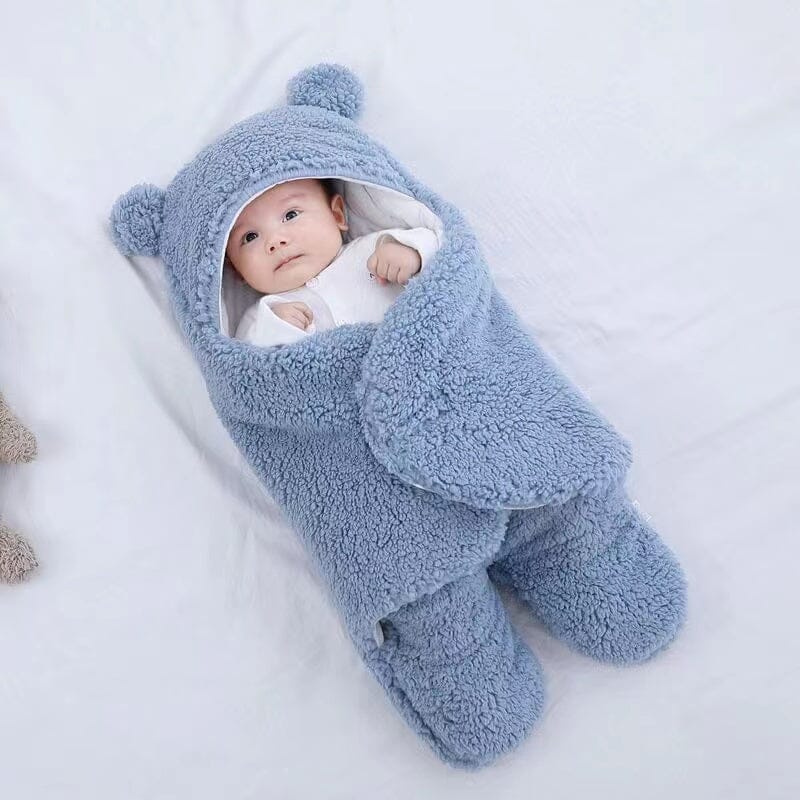 Ultra soft bear ears winter quilted plush baby swaddle-Gailik