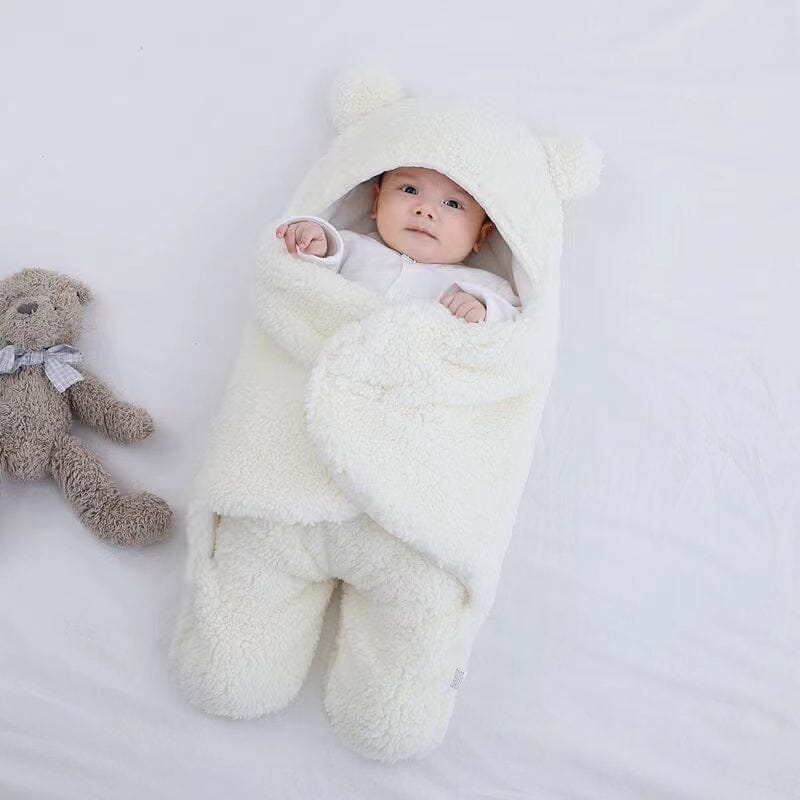 Ultra soft bear ears winter quilted plush baby swaddle-Gailik