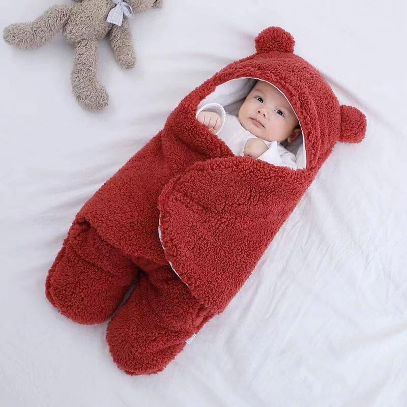 Ultra soft bear ears winter quilted plush baby swaddle-Gailik