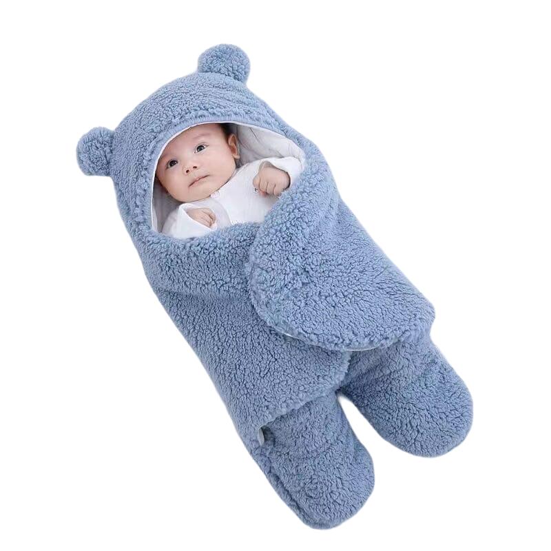 Ultra soft bear ears winter quilted plush baby swaddle-Gailik