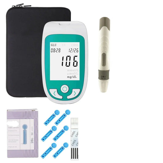 Multifunctional Analyzer Home Cholesterol Test Kit with Lancets Uric Acid Meter Glucose Meter-Gailik