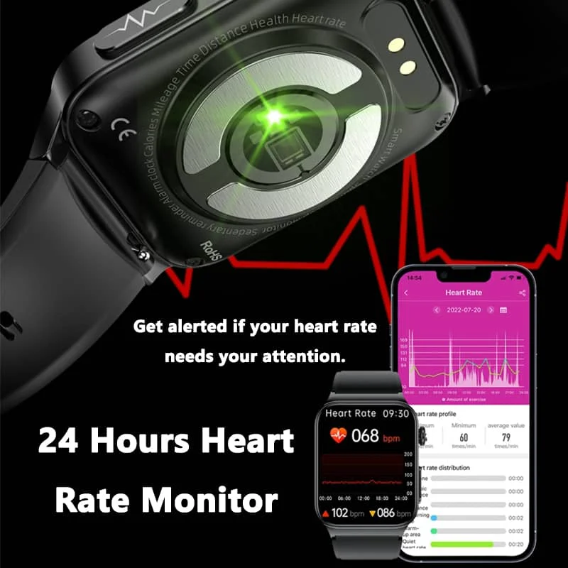 All-in-One Health Monitoring Smartwatch with ECG & Blood Glucose Tracker