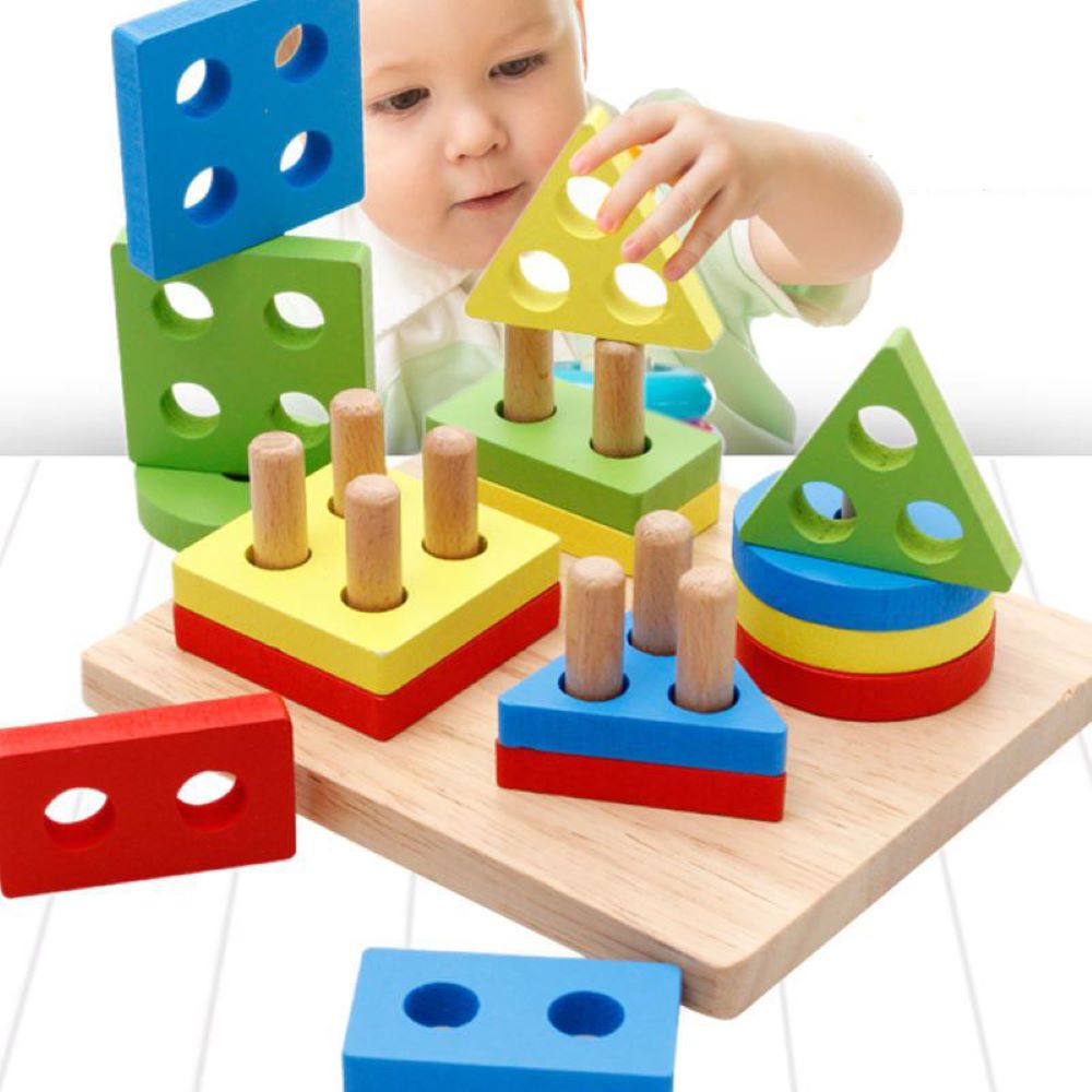 kids Sorting and Stacking Wooden Building Blocks Game-Gailik