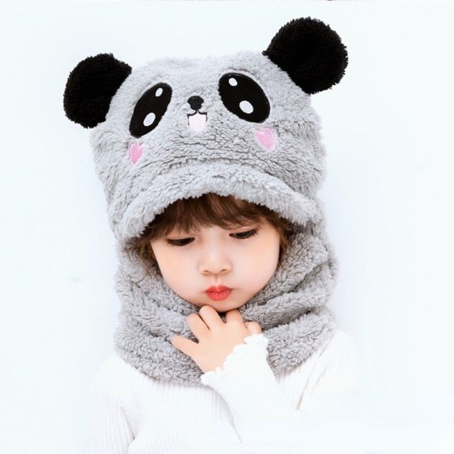 kids Warm Cartoon Scarf & Thick Hat Double Fleece-Gailik