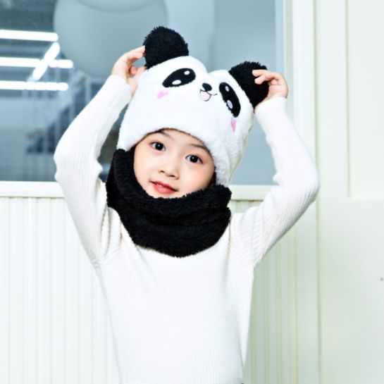 kids Warm Cartoon Scarf & Thick Hat Double Fleece-Gailik