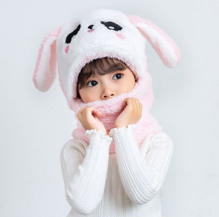 kids Warm Cartoon Scarf & Thick Hat Double Fleece-Gailik