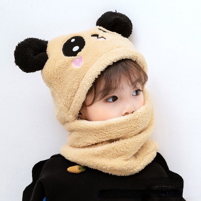 kids Warm Cartoon Scarf & Thick Hat Double Fleece-Gailik