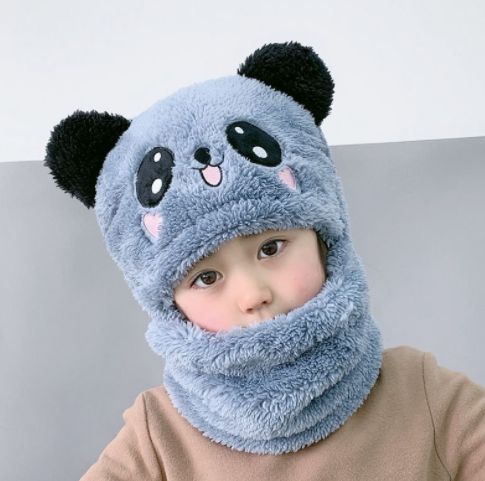 kids Warm Cartoon Scarf & Thick Hat Double Fleece-Gailik