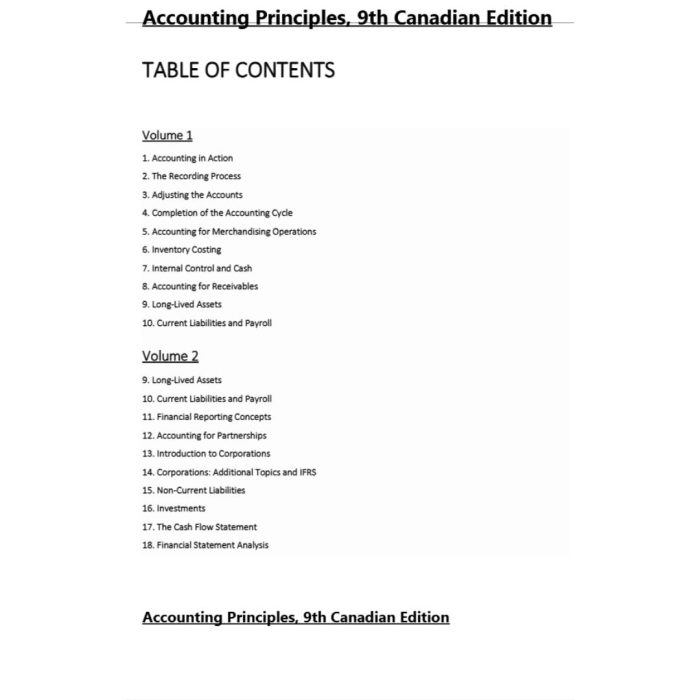Solution Manual For Accounting Principles (Volume 1-Volume 2) 9th Canadian Edition By Weygandt-Pass Test Bank