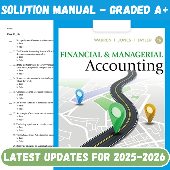 Solution Manual For Financial and Managerial Accounting 16th Edition By Warren-Pass Test Bank