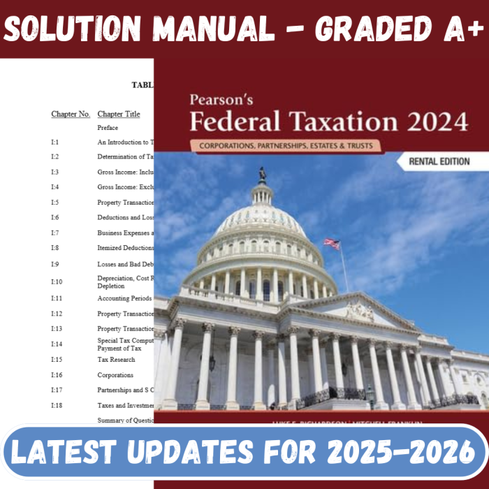 Solution Manual For Pearson’s Federal Taxation 2024 Corporations 37th Edition By Franklin-Pass Test Bank