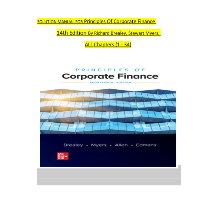 Solution Manual For Principles of Corporate Finance 14th Edition By Brealey-Pass Test Bank