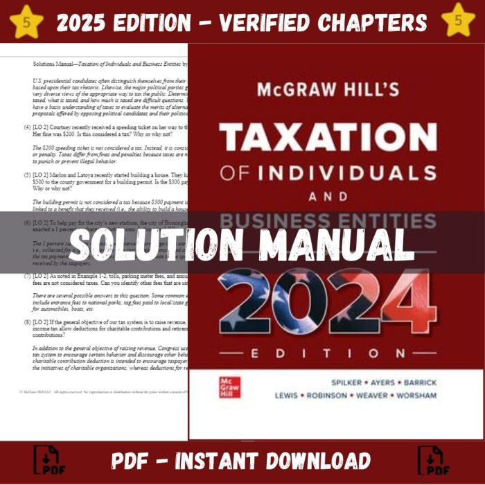 Solution Manual – McGraw Hill’s Taxation of Individuals and Business Entities, 2024 Edition, 15th Edition (Spilker, 2024)-Pass Test Bank