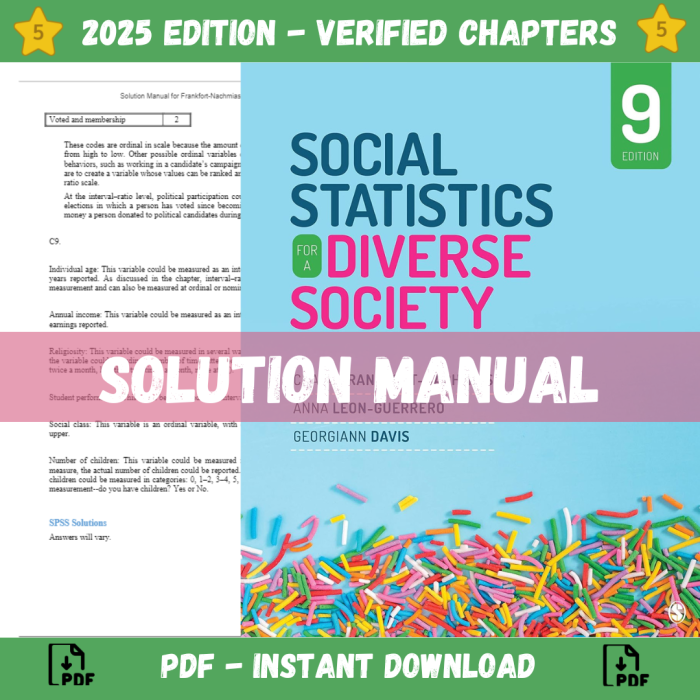Solution Manual – Social Statistics for a Diverse Society 9th Edition (Frankfort-Nachmias, 2021)-Pass Test Bank