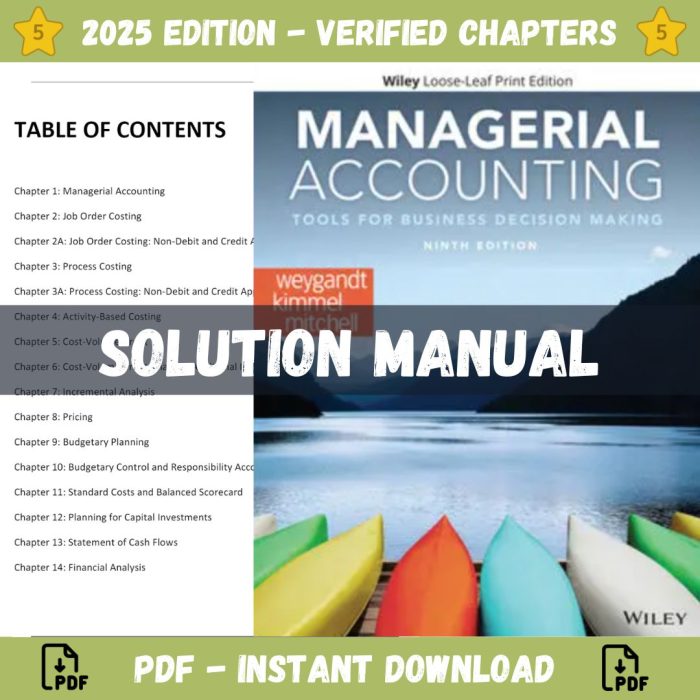 Solution Manual – Managerial Accounting Tools for Business Decision Making 9th Edition (Weygandt, 2020)-Pass Test Bank