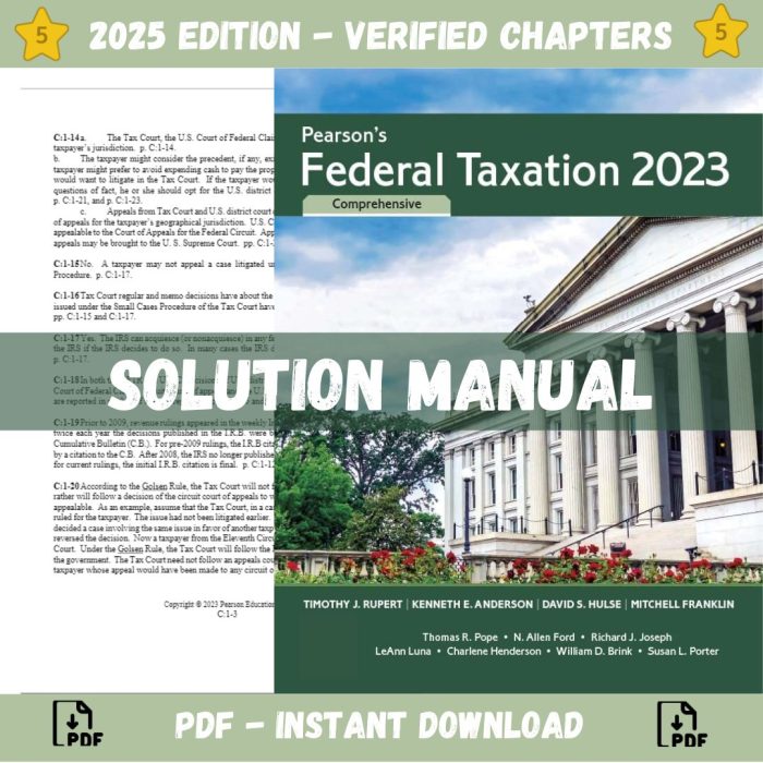 Solution Manual – Pearson’s Federal Taxation 2023 Comprehensive Corporations 36th edition (Rupert, 2023)-Pass Test Bank