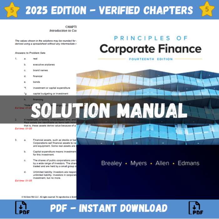 Solution Manual – Principles of Corporate Finance 14th Edition (Brealey, 2023)-Pass Test Bank