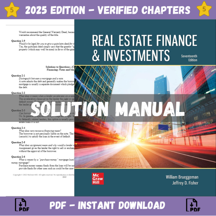 Solution Manual – Real Estate Finance And Investments 17th International Edition (Fisher, 2022)-Pass Test Bank