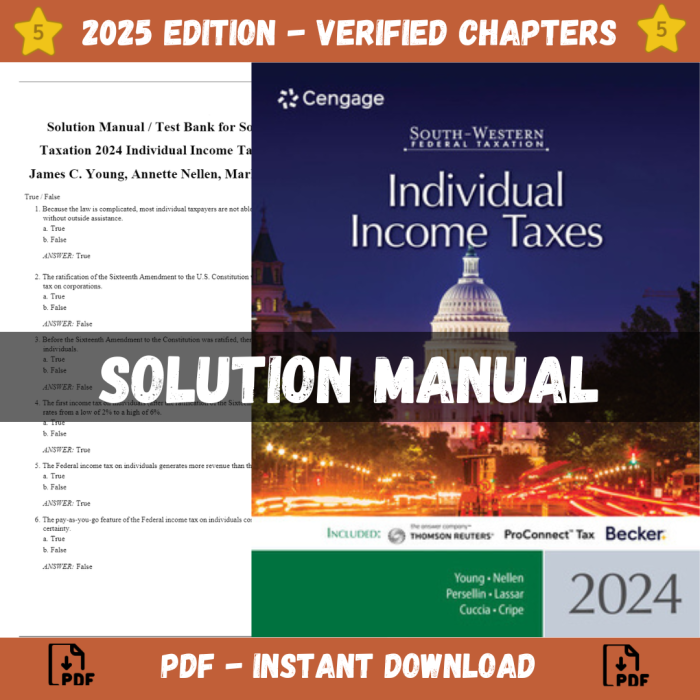 Solution Manual – South-Western Federal Taxation 2024 Individual Income Taxes 47th Edition (Young, 2023)-Pass Test Bank