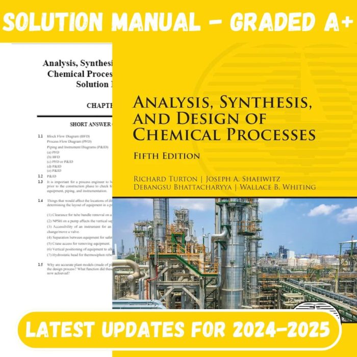 Solution Manual for Analysis, Synthesis, and Design of Chemical Processes 5th Edition by Turton-Pass Test Bank