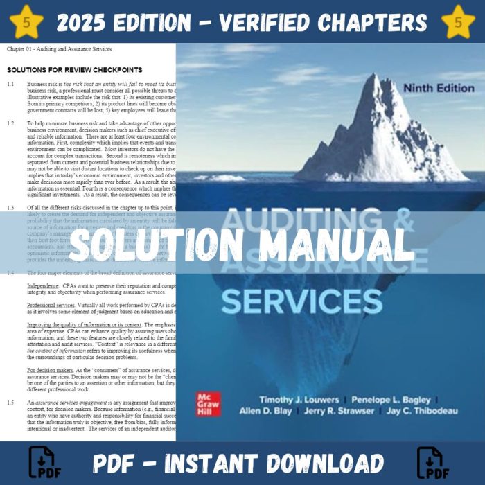 Solution Manual – for Auditing & Assurance Services 9th Edition (Louwers, 2024)-Pass Test Bank