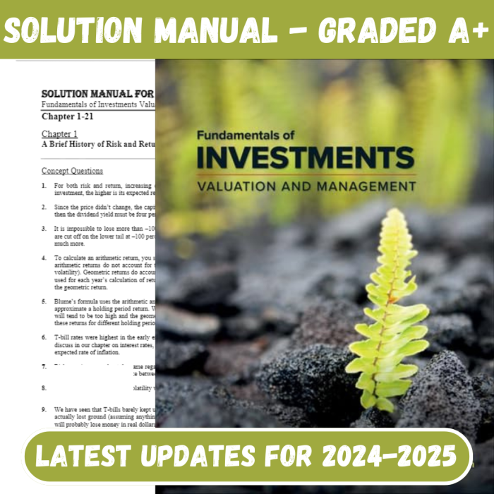 Solution Manual for Fundamentals of Investments Valuation and Management, 10th Edition by Bradford Jordan-Pass Test Bank