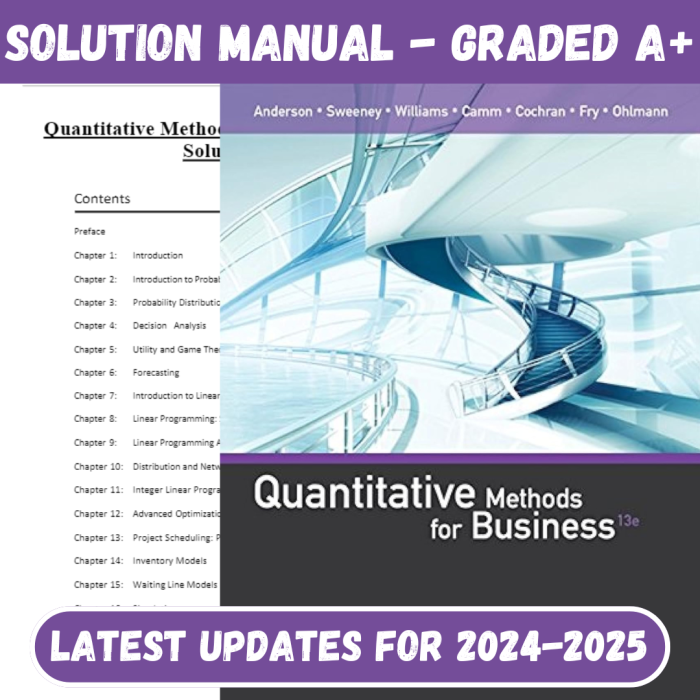 Solution Manual for Quantitative Methods for Business 13th Edition by Anderson-Pass Test Bank