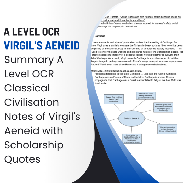 Summary A Level OCR Classical Civilisation Notes of Virgil’s Aeneid with Scholarship Quotes-Pass Test Bank