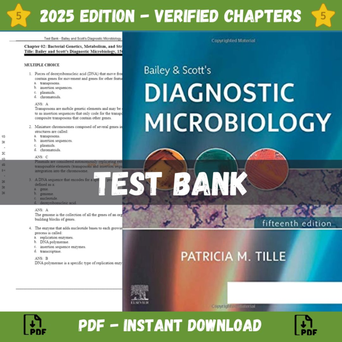 Test Bank – Bailey and Scott’s Diagnostic Microbiology, 15th Edition (Tille, 2022)-Pass Test Bank