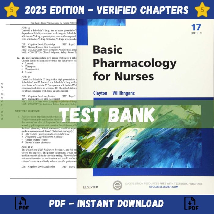Test Bank – Basic Pharmacology for Nurses, 17th Edition (Clayton, 2017)-Pass Test Bank