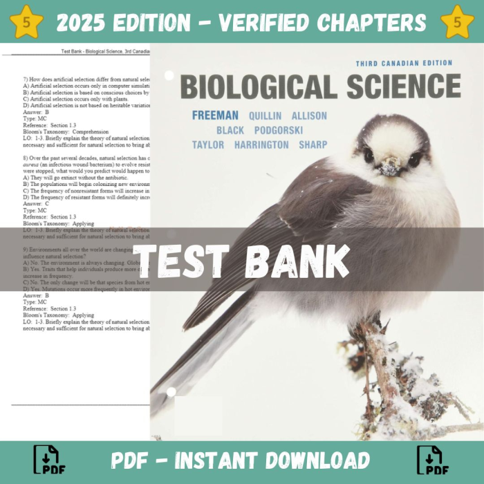 Test Bank – Biological Science, 3rd Canadian Edition (Freeman, 2019)-Pass Test Bank