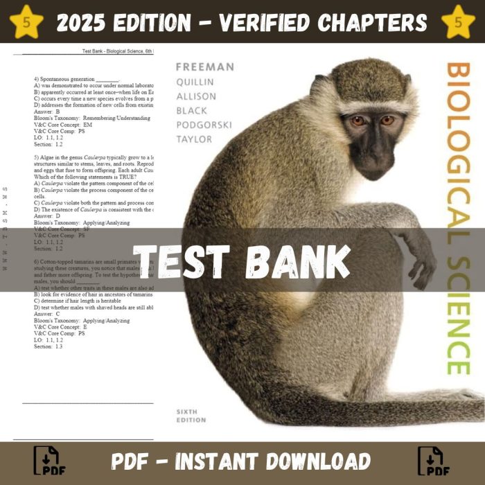 Test Bank – Biological Science, 6th Edition (Freeman, 2017)-Pass Test Bank