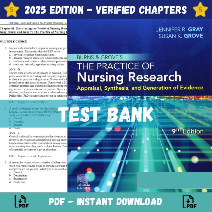 Test Bank – Burns and Grove’s The Practice of Nursing Research, 9th Edition (Gray, 2021)-Pass Test Bank