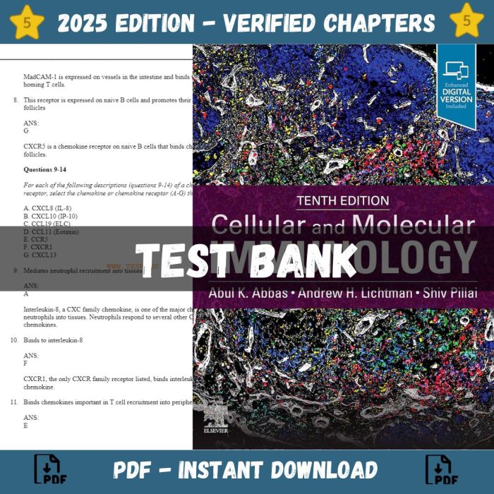 Test Bank – Cellular and Molecular Immunology, 10th Edition (Abbas, 2022)-Pass Test Bank