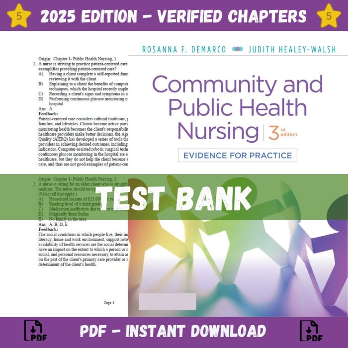 Test Bank – Community & Public Health Nursing: Evidence for Practice, 3rd Edition (Rosanna Demarco, 2019)-Pass Test Bank
