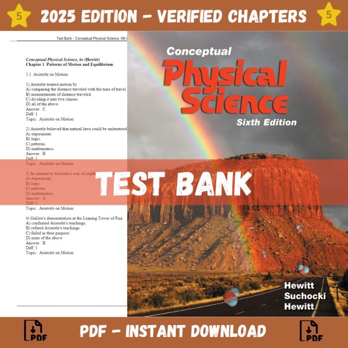 Test Bank – Conceptual Physical Science, 6th Edition (Hewitt, 2017)-Pass Test Bank