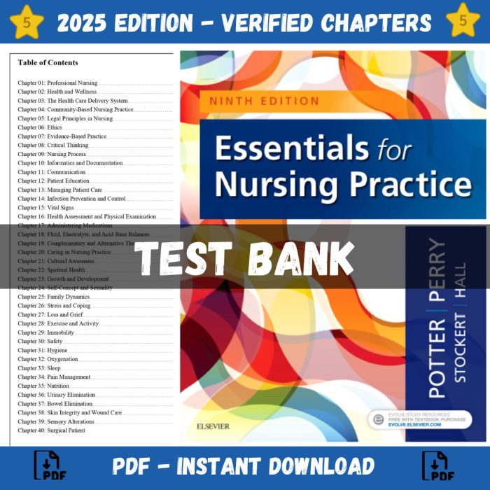 Test Bank – Essentials for Nursing Practice, 9th Edition (Potter, Perry, 2019)-Pass Test Bank