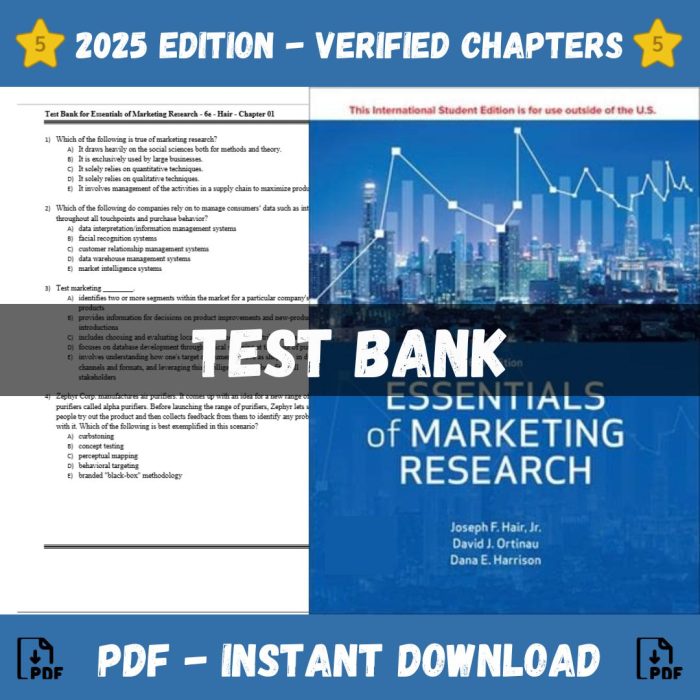 Test Bank – Essentials of Marketing Research, 6th Edition (Joseph F. Hair ,2024)-Pass Test Bank