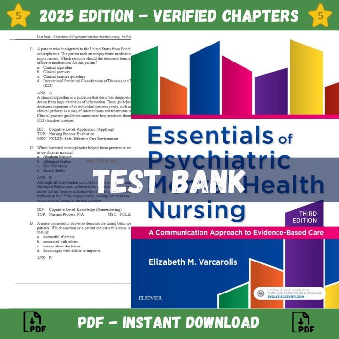 Test Bank – Essentials of Psychiatric Mental Health Nursing, 3rd Edition (Varcarolis, 2017)-Pass Test Bank