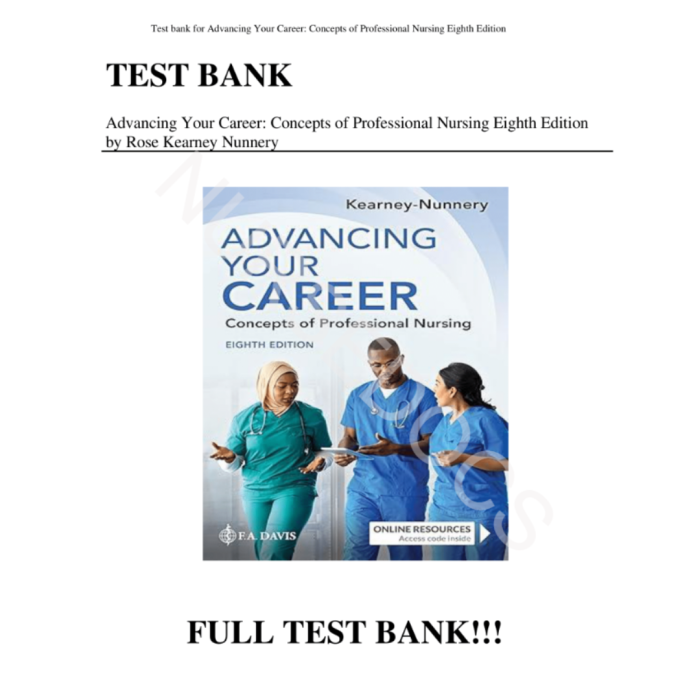 Test Bank For Advancing Your Career: Concepts of Professional Nursing Eighth Edition by Rose Kearney-Pass Test Bank