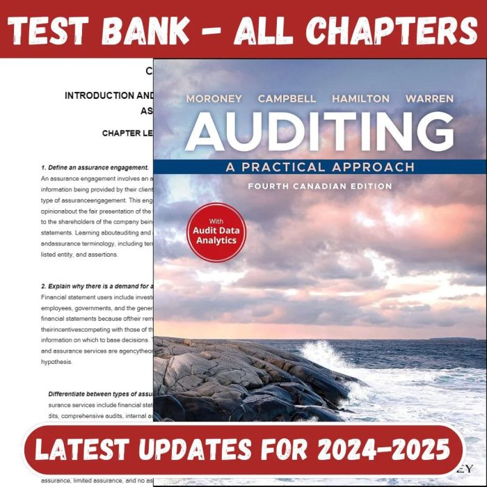 Test Bank For Auditing A Practical Approach, 4th Canadian Edition 4th Edition by Robyn Moroney-Pass Test Bank